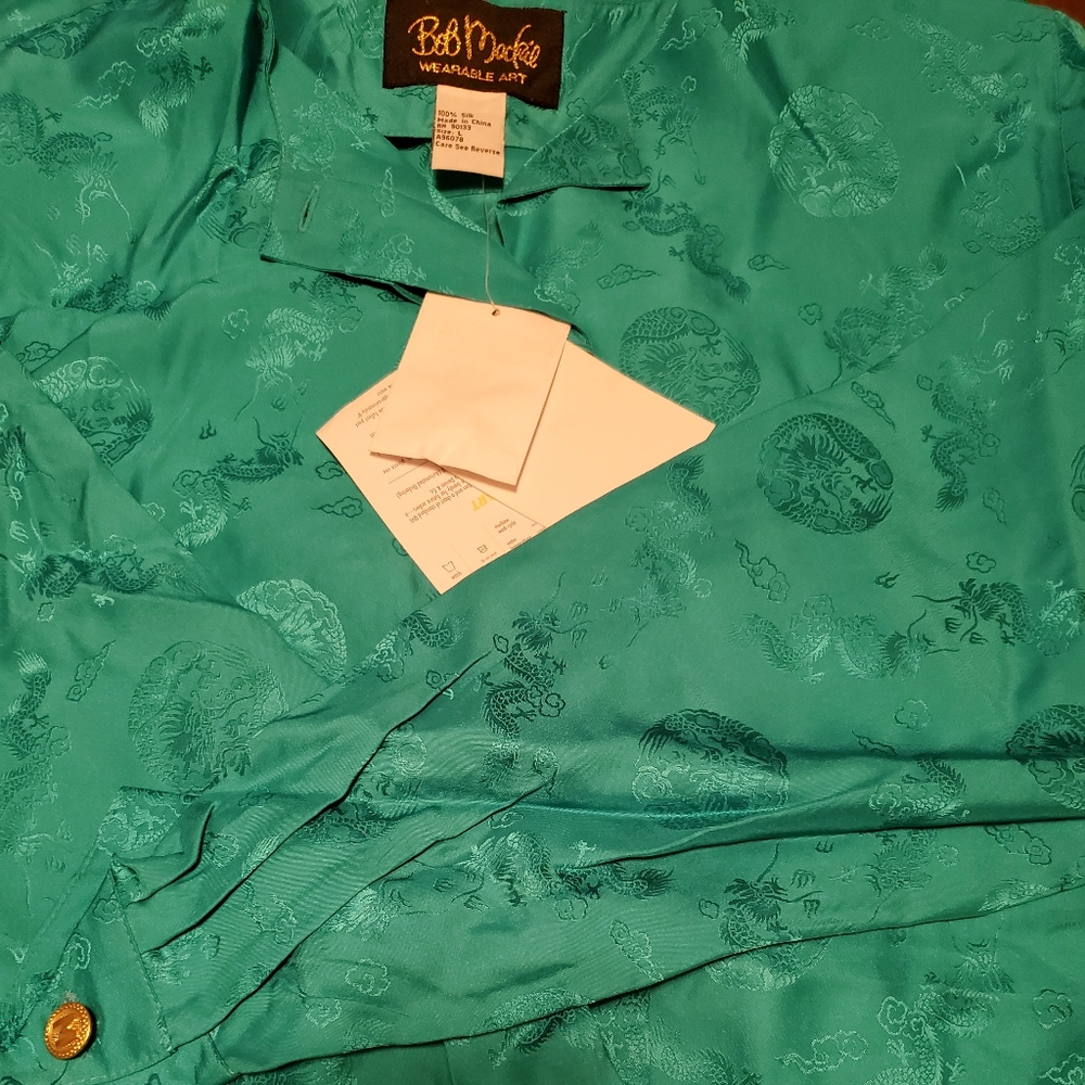 NWT Bob Mackie printed silk blouse L